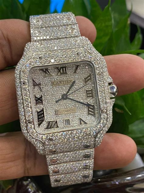 cartier watch mens diamonds|cartier diamond watch men's santos.